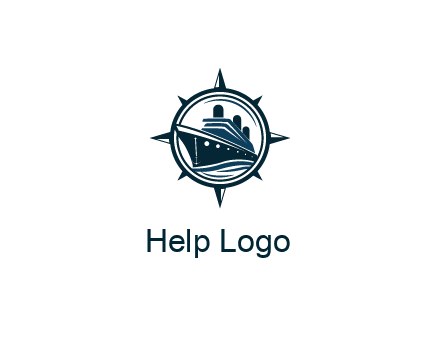 cruise ship in circle with compass arrows