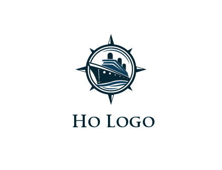 cruise ship in circle with compass arrows