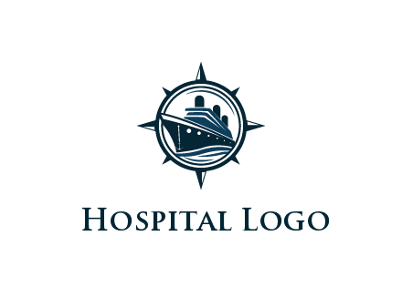 cruise ship in circle with compass arrows
