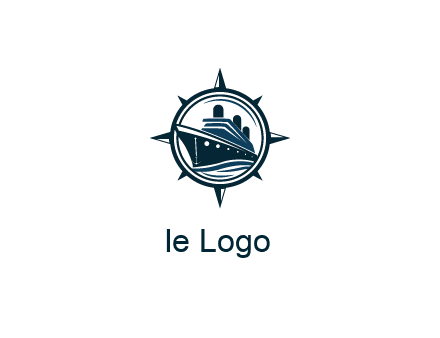 cruise ship in circle with compass arrows