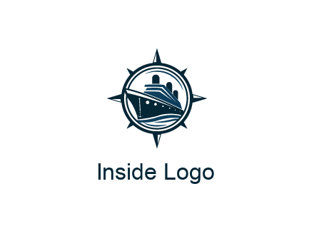 cruise ship in circle with compass arrows