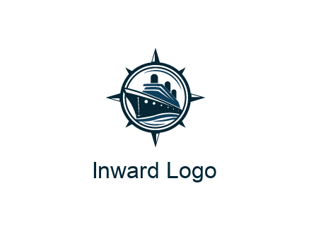 cruise ship in circle with compass arrows