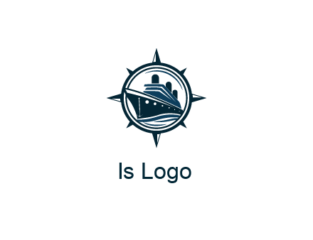 cruise ship in circle with compass arrows