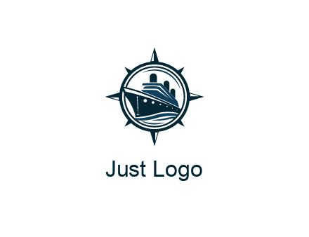 cruise ship in circle with compass arrows