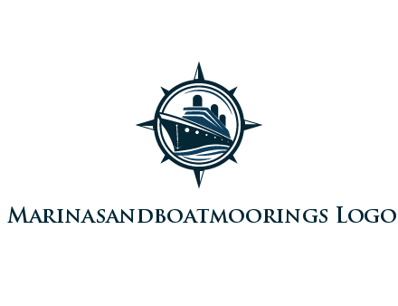 cruise ship in circle with compass arrows