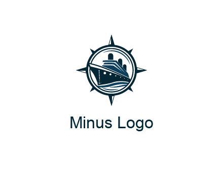 cruise ship in circle with compass arrows