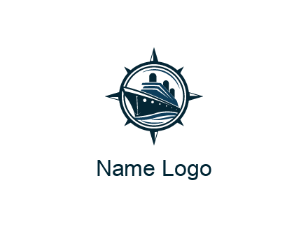 cruise ship in circle with compass arrows