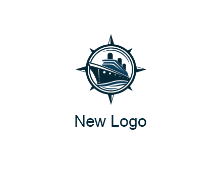 cruise ship in circle with compass arrows