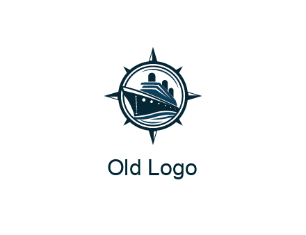 cruise ship in circle with compass arrows