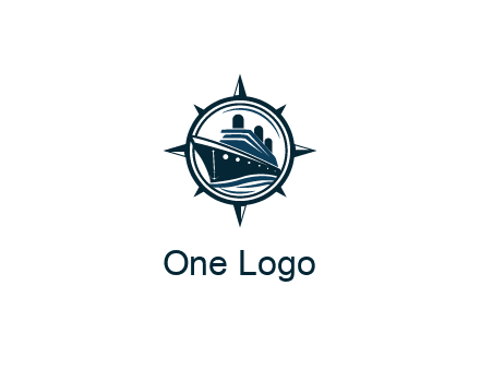 cruise ship in circle with compass arrows