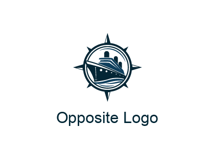 cruise ship in circle with compass arrows
