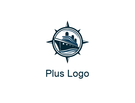 cruise ship in circle with compass arrows
