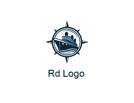 cruise ship in circle with compass arrows
