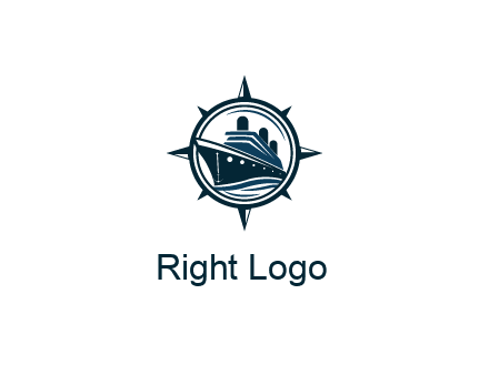 cruise ship in circle with compass arrows