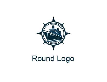 cruise ship in circle with compass arrows