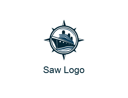 cruise ship in circle with compass arrows