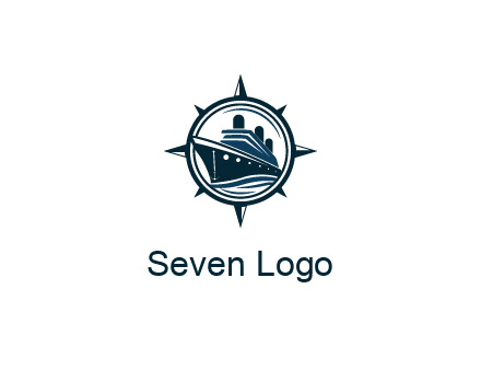 cruise ship in circle with compass arrows