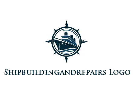 cruise ship in circle with compass arrows