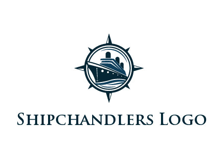 cruise ship in circle with compass arrows