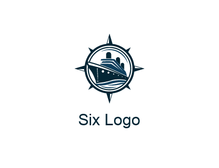 cruise ship in circle with compass arrows