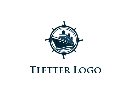cruise ship in circle with compass arrows