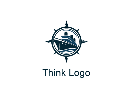 cruise ship in circle with compass arrows
