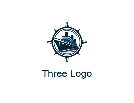 cruise ship in circle with compass arrows