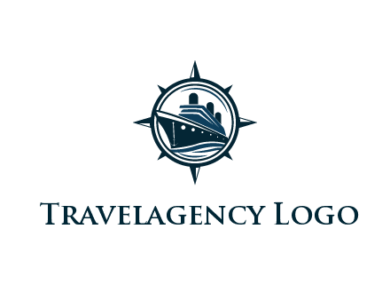 cruise ship in circle with compass arrows