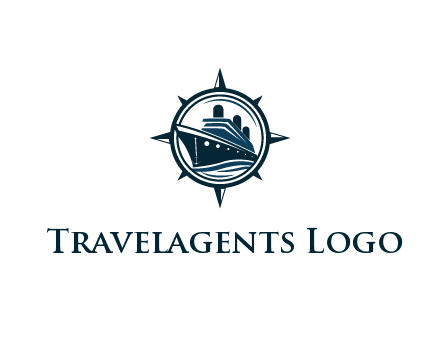 cruise ship in circle with compass arrows