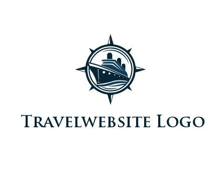 cruise ship in circle with compass arrows