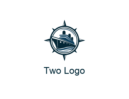 cruise ship in circle with compass arrows
