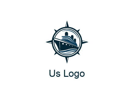 cruise ship in circle with compass arrows