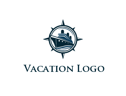 cruise ship in circle with compass arrows