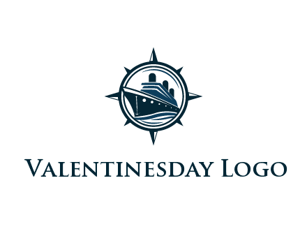 cruise ship in circle with compass arrows