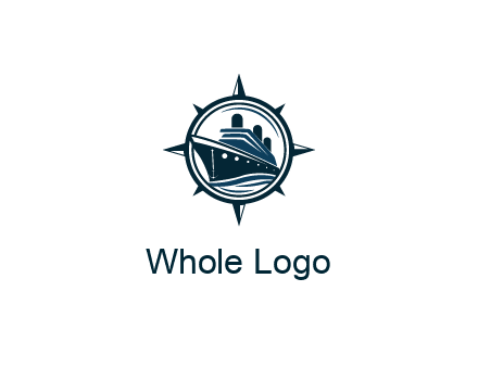 cruise ship in circle with compass arrows