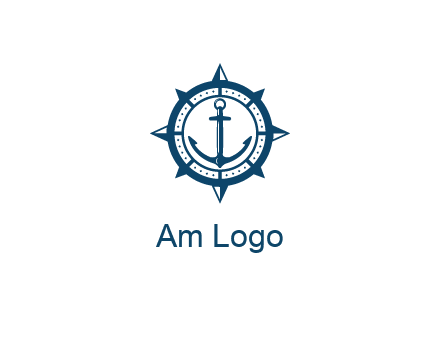 ship anchor in compass frame