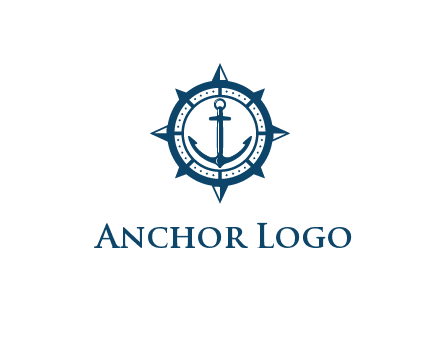 ship anchor in compass frame