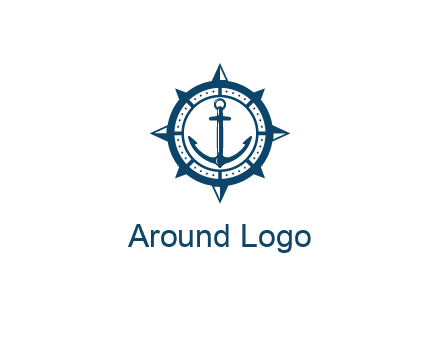 ship anchor in compass frame