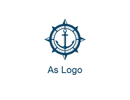 ship anchor in compass frame