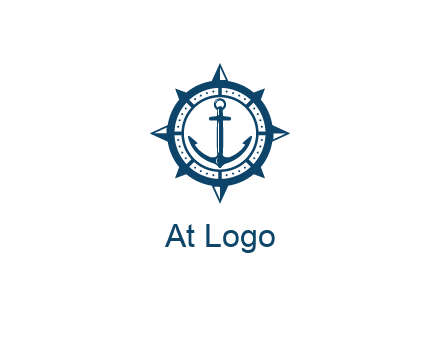 ship anchor in compass frame
