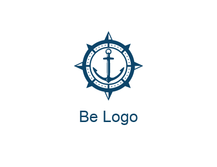 ship anchor in compass frame