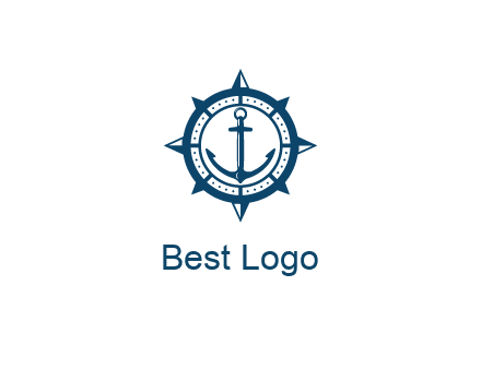ship anchor in compass frame