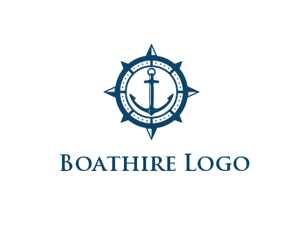 ship anchor in compass frame