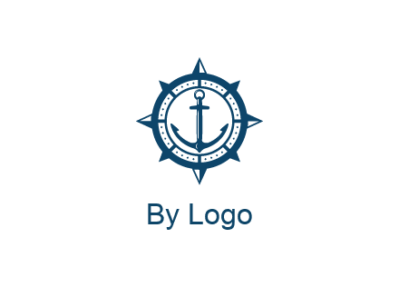 ship anchor in compass frame