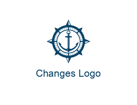 ship anchor in compass frame