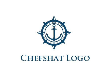 ship anchor in compass frame