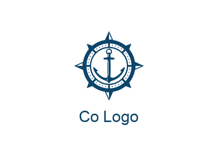 ship anchor in compass frame