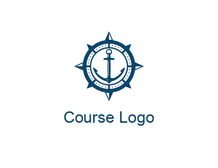 ship anchor in compass frame