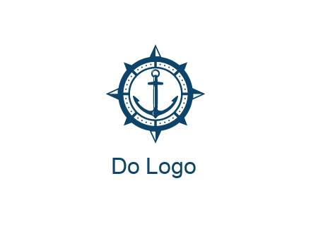 ship anchor in compass frame