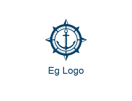 ship anchor in compass frame